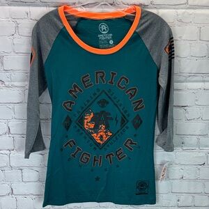 ⭐️NWT American fighter Richmond 3/4 sleeve Raglan woman’s tee SZ SM.
